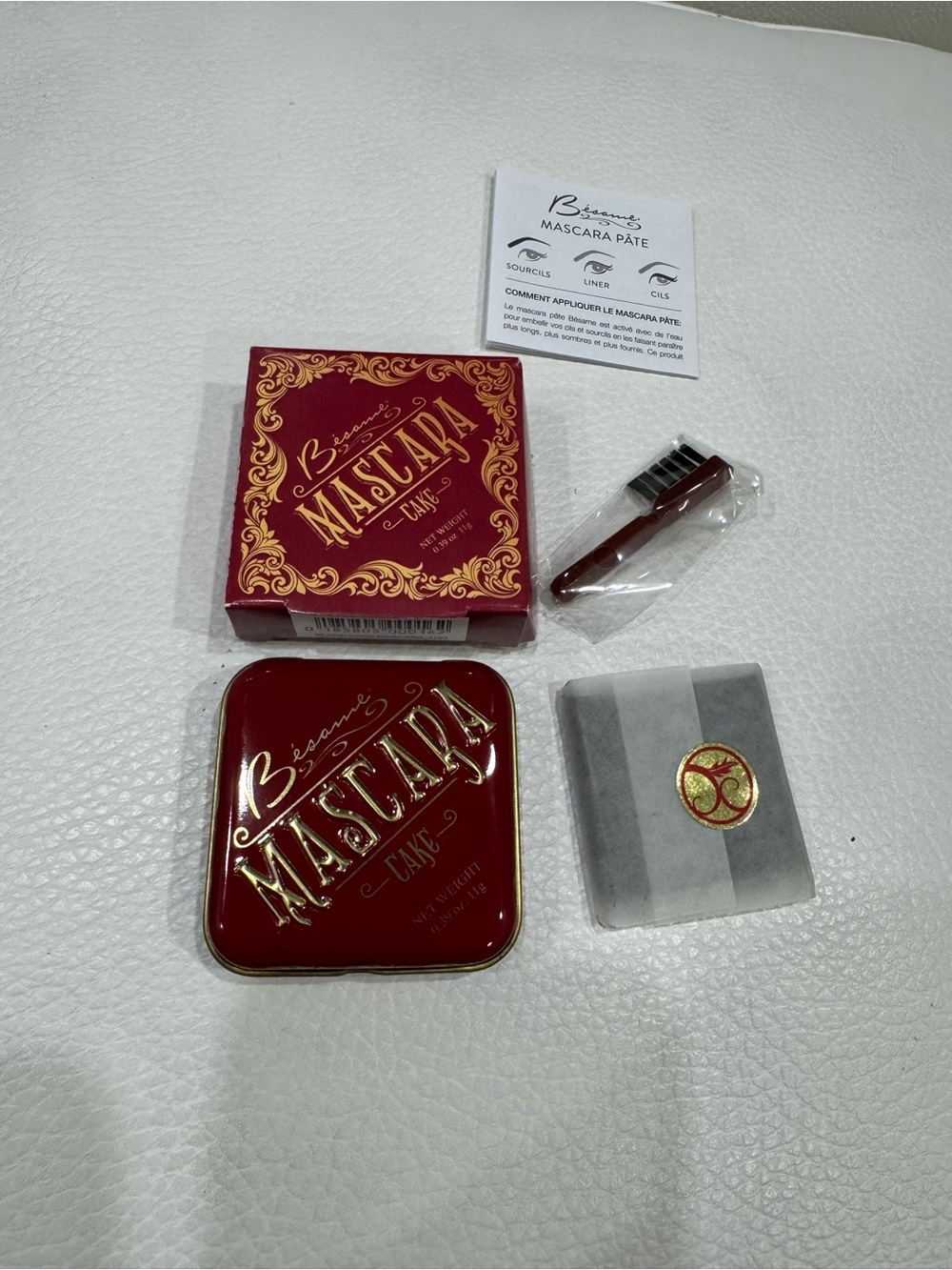 Besame Mascara Cake Mascara in Red tin with brush in Black New vintage style